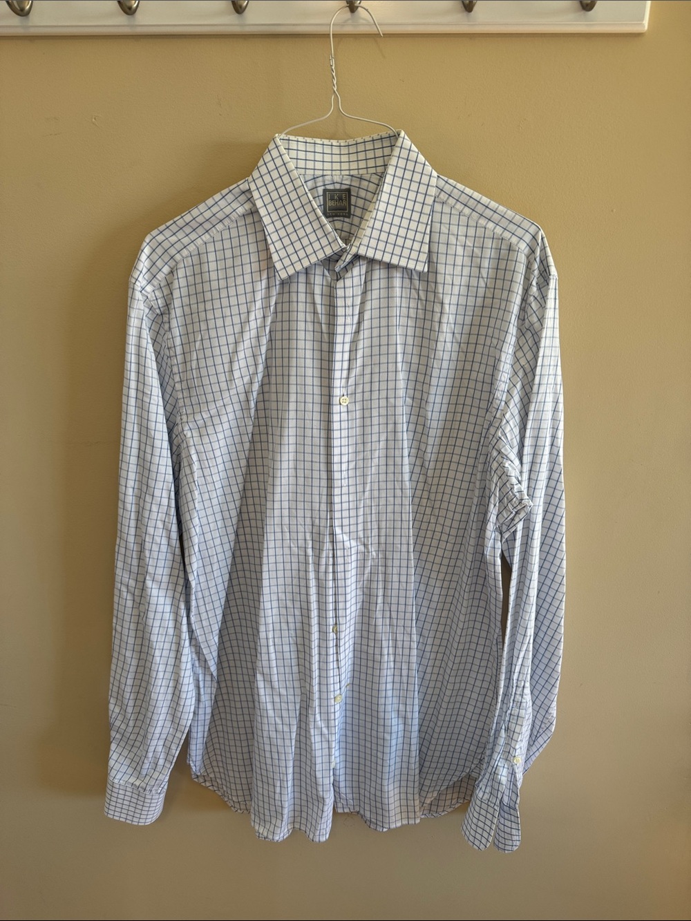 Ike Behar Light Blue Windowpane Dress Shirt